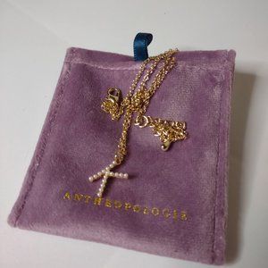 Cute Faux Pearl Letter K Pendant Necklace With Pouch